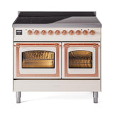 ILVE UNDI406NMPAWP Nostalgie II Noblesse 40 inch Induction Range (Triple Glass Door, Antique White, Copper)