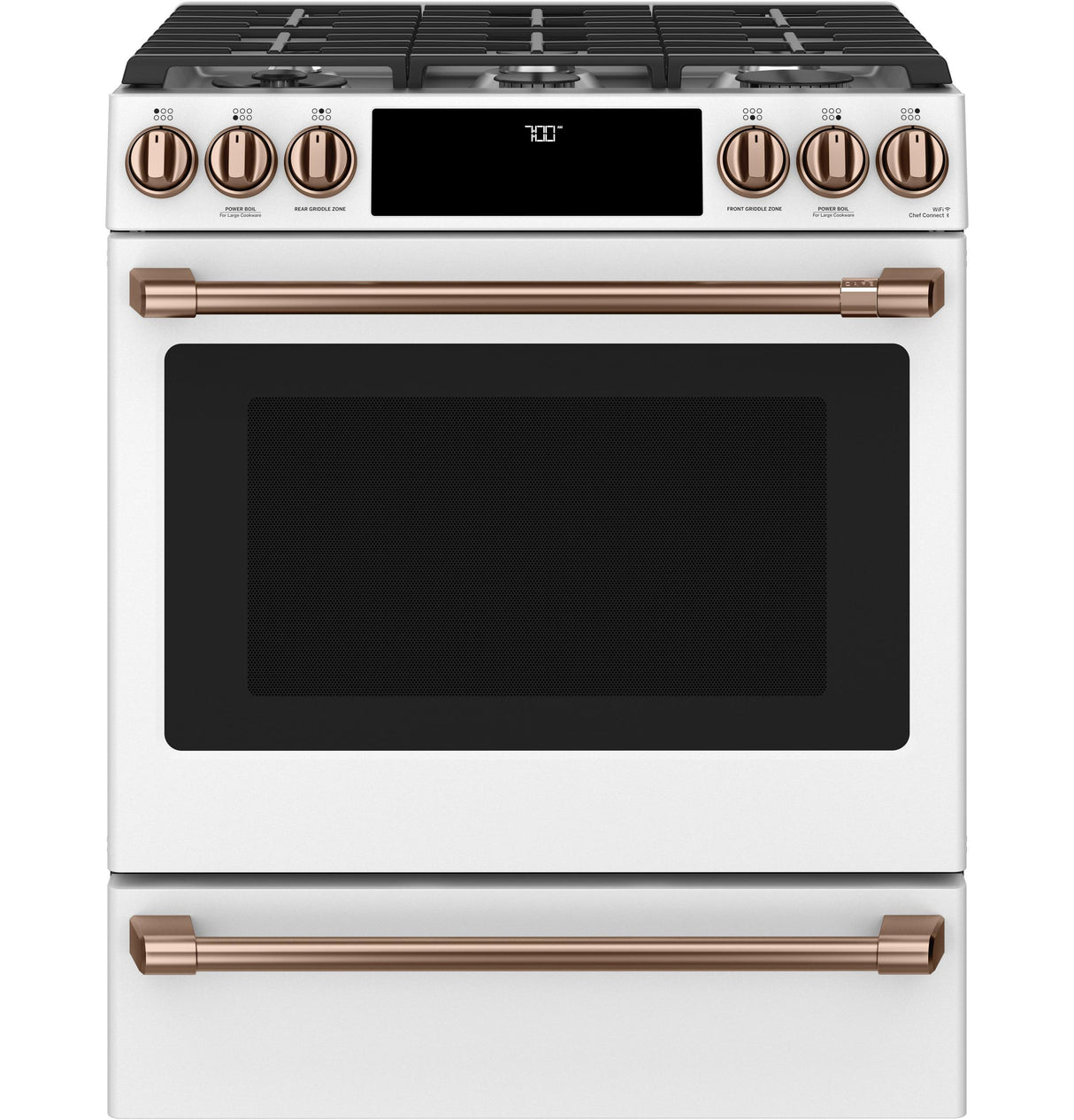 Café™ 30" Smart Slide-In, Front-Control, Gas Range with Convection Oven