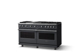 60"W. Sealed Burner Gas Range (Finish: Cast Black, Trim: Polished Chrome, Fuel: Natural Gas)