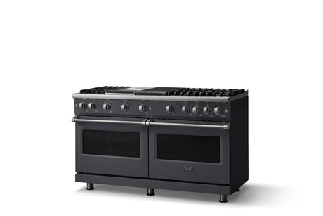 60"W. Sealed Burner Gas Range (Finish: Cast Black, Trim: Polished Chrome, Fuel: Natural Gas)
