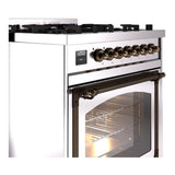 ILVE UN30NMPSSB Nostalgie II Noblesse 30 inch Dual Fuel Range (Natural Gas, Triple Glass Door, Stainless Steel, Burnished)