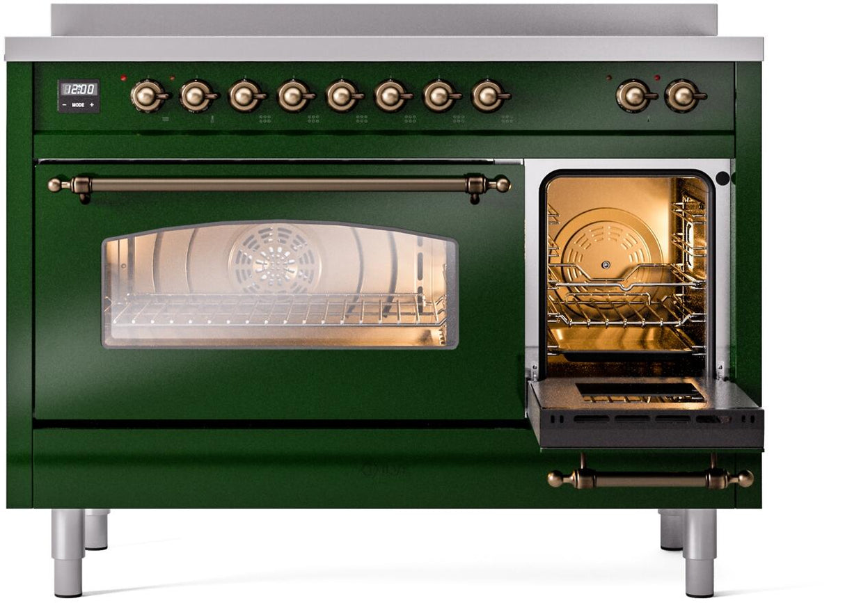 Nostalgie II 48 Inch Electric Freestanding Range in Emerald Green with Bronze Trim