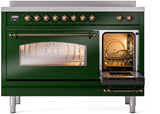 Nostalgie II 48 Inch Electric Freestanding Range in Emerald Green with Bronze Trim