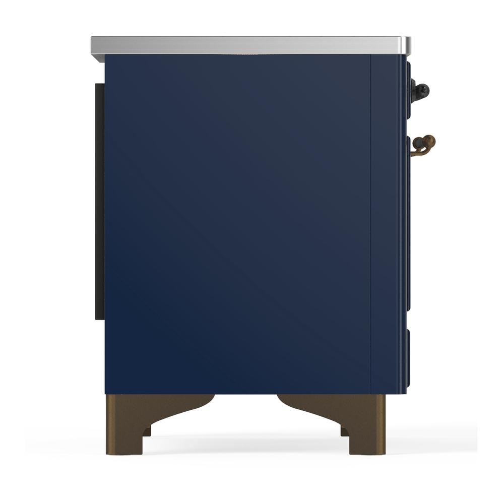 ILVE UMDIB40NR3MBB Majestic III 40 inch Induction Range with 6 Elements, 3.82 cu. ft. Total Oven Capacity (Triple Glass Door, Midnight Blue, Burnished)