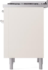 Nostalgie II 36 Inch Dual Fuel Natural Gas Freestanding Range in Antique White with Chrome Trim