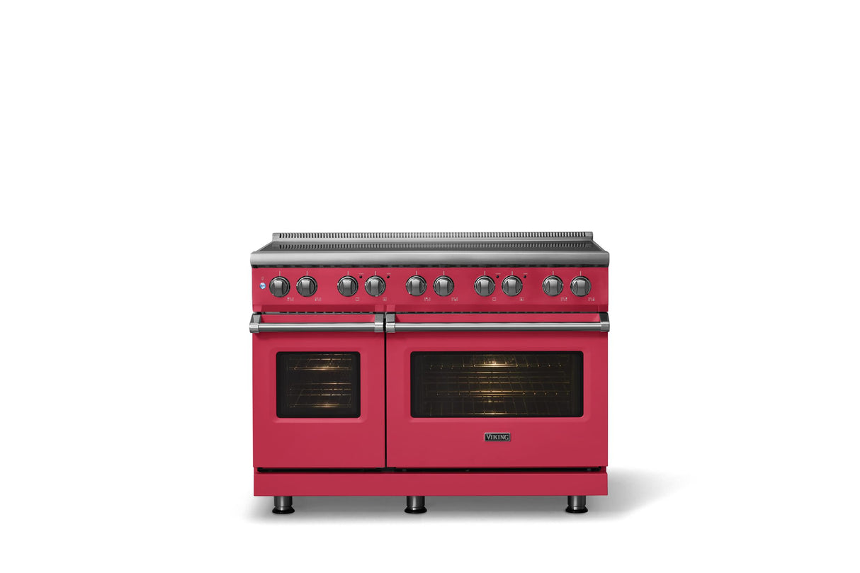 48"W. Induction Range (Finish: Valentine, Trim: Polished Chrome)