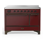 ILVE UMIB48QNR3BUB Majestic III 48 inch Induction Range with 6 Elements, 5.02 cu. ft. Total Oven Capacity (Solid Door, Burgundy, Burnished)