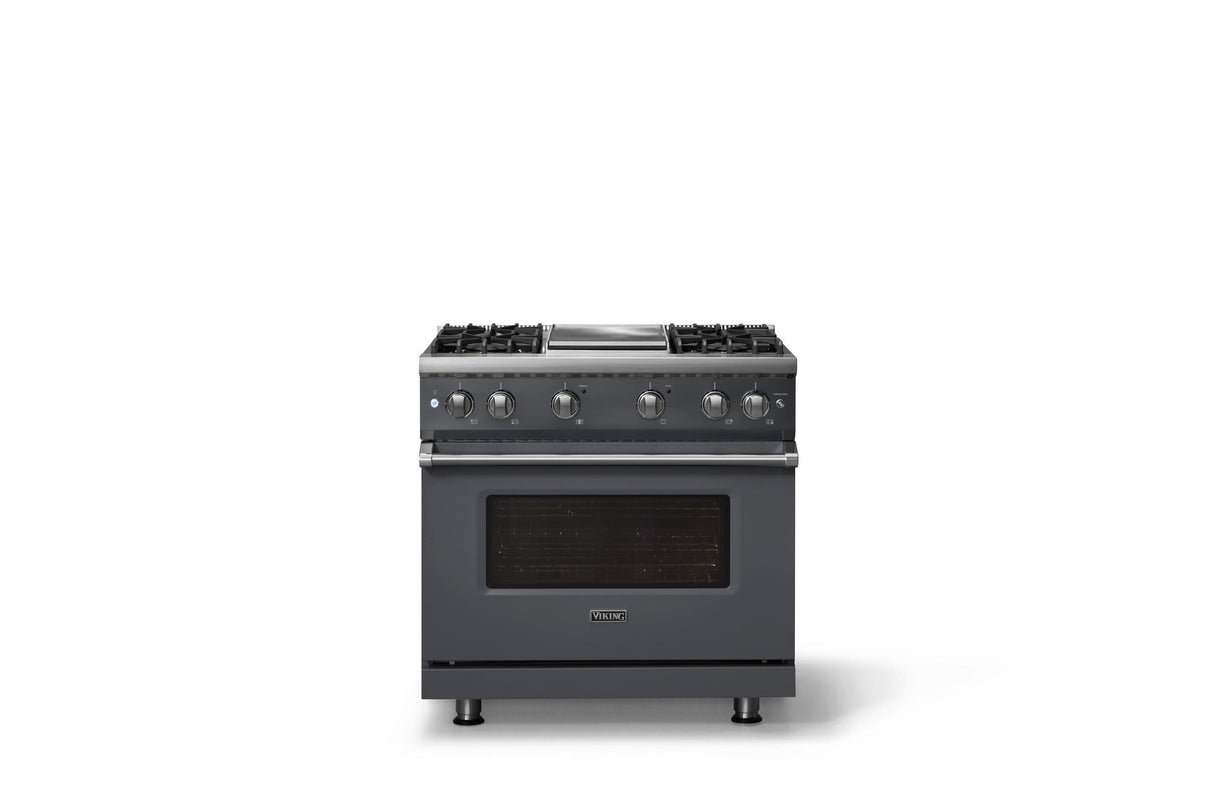 36"W. Sealed Burner Gas Range (Burner: 4g, Finish: Cast Black, Trim: Polished Chrome, Fuel: Natural Gas)