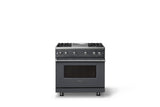 36"W. Sealed Burner Gas Range (Burner: 4g, Finish: Cast Black, Trim: Polished Chrome, Fuel: Natural Gas)