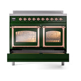ILVE UNDI406NMPEGP Nostalgie II Noblesse 40 inch Induction Range (Triple Glass Door, Emerald Green, Copper)