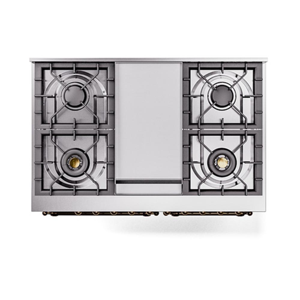 ILVE UND40FQNMPWHBLP Nostalgie II Noblesse 40 inch Dual Fuel Range (Liquid Propane, Solid Door, White, Burnished)