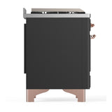 ILVE UM36FQNR3MGPLP Majestic III 36 inch Dual Fuel Range with 6 Black Brass Burners and Griddle, Dual Function Burner up to 25,000 BTU (Solid Door, Graphite Matte, Copper, Liquid Propane)