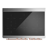 ILVE UMDIB40NR3AWP Majestic III 40 inch Induction Range with 6 Elements, 3.82 cu. ft. Total Oven Capacity (Triple Glass Door, Antique White, Copper)