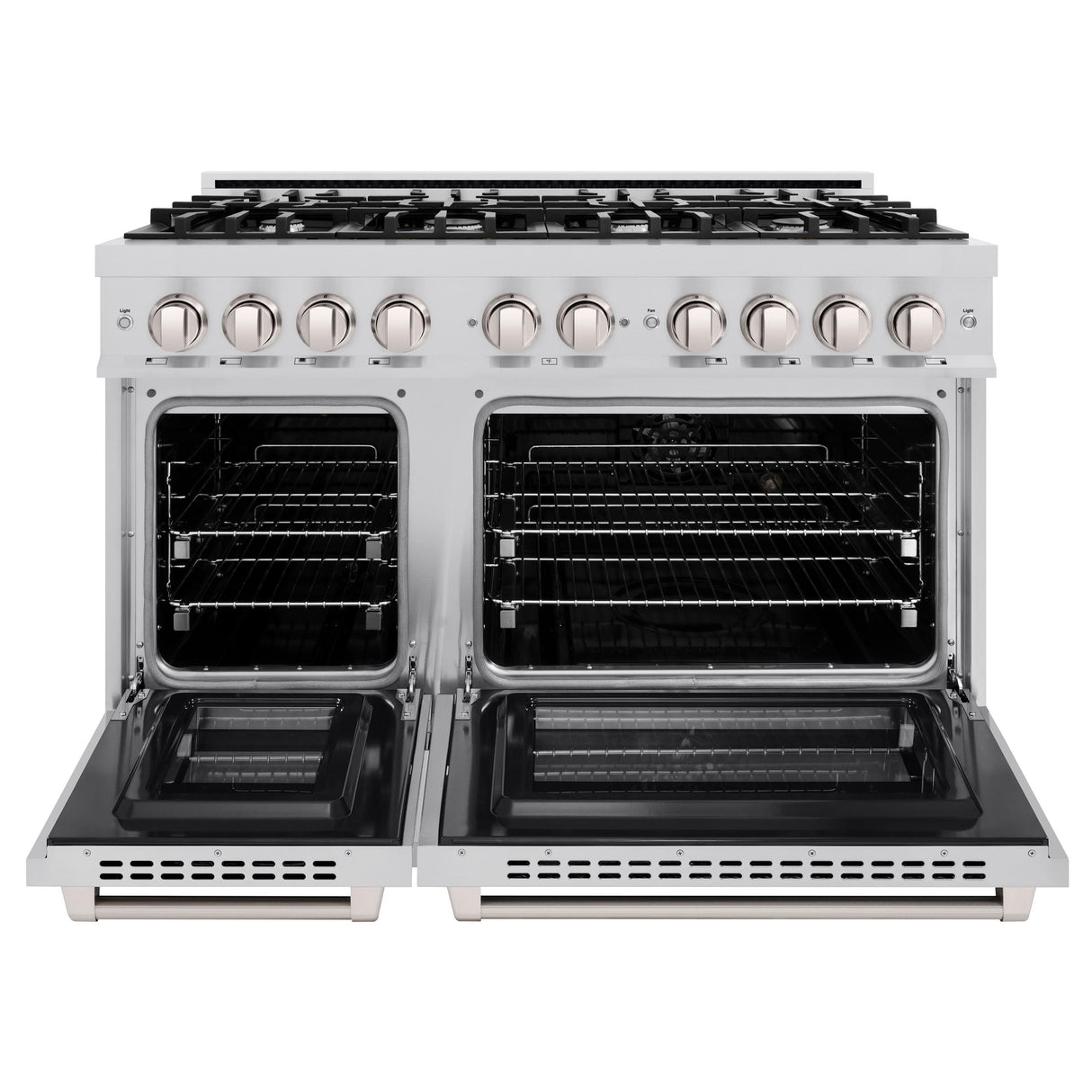 ZLINE 48 in. 6.7 cu. ft. Select Double Oven Dual Fuel Range with 8 Burner Gas Cooktop in DuraSnow' Stainless Steel (HDRS-48)