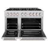ZLINE 48 in. 6.7 cu. ft. Select Double Oven Dual Fuel Range with 8 Burner Gas Cooktop in DuraSnow' Stainless Steel (HDRS-48)