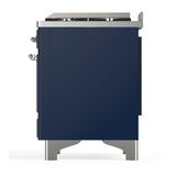 ILVE UM60FNR3MBC Majestic III 60 inch Dual Fuel Range with 9 Burners and Griddle, Dual Function Burner up to 25,000 BTU (Natural Gas, Triple Glass Door, Midnight Blue, Chrome)