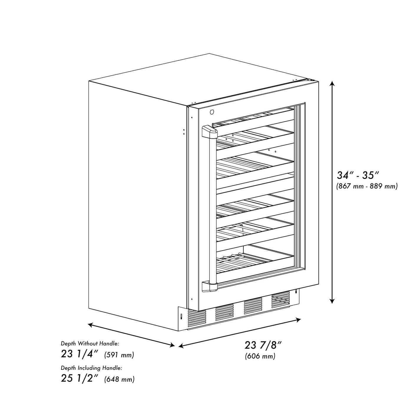 ZLINE 24 in. Touchstone Dual Zone 44 Bottle Wine Cooler With DuraSnow' Stainless Steel Glass Door (RWDO-SN-24)