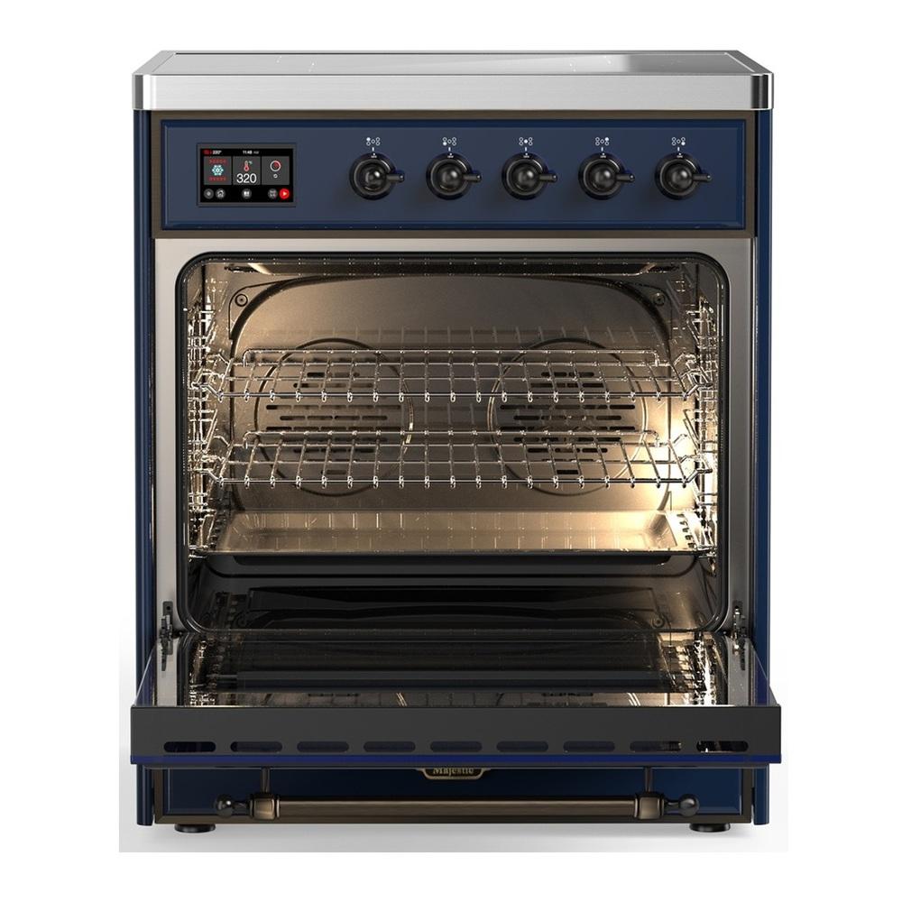 ILVE UMIB30QNR3MBB Majestic III 30 inch Induction Range with 4 Elements, 4 cu. ft. Oven Capacity (Solid Door, Midnight Blue, Burnished)