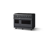 48"W. Sealed Burner Gas Range (Burner: 8b, Finish: Cast Black, Trim: Polished Chrome, Fuel: Natural Gas)