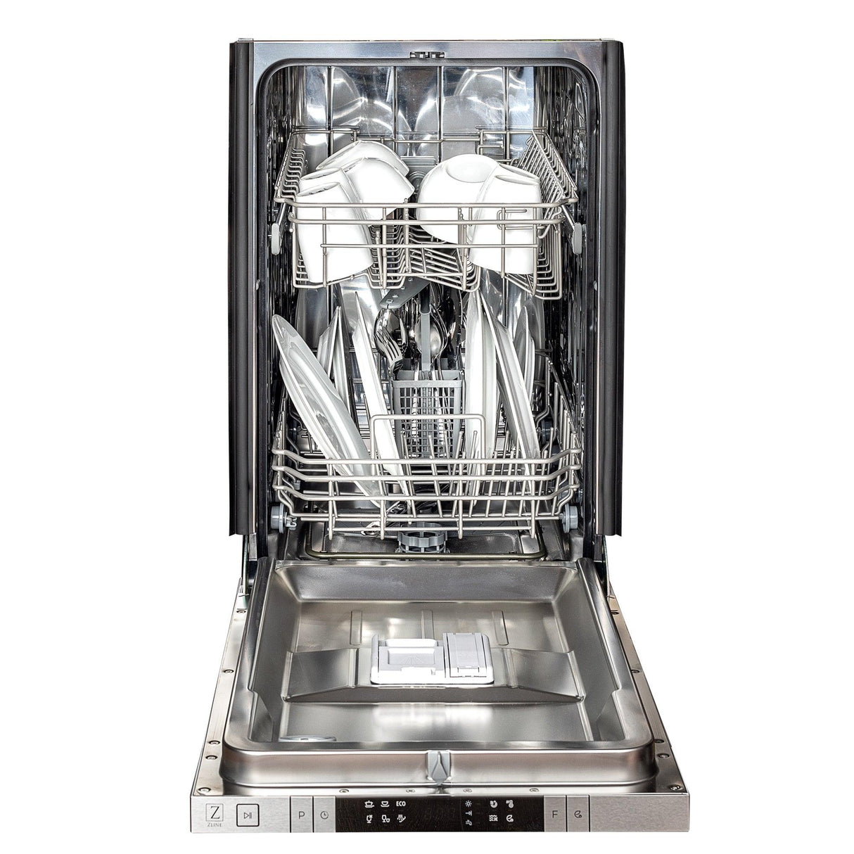 ZLINE 18 in. Compact Top Control Dishwasher with Stainless Steel Tub and Traditional Handle, 52dBa (DW-18) [Color: Black Matte]