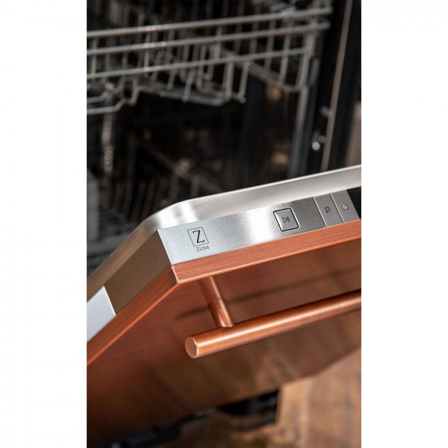 ZLINE 24 in. Top Control Dishwasher with Stainless Steel Tub and Modern Style Handle, 52dBa (DW-24) [Color: Copper]