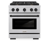 ZLINE Autograph Edition 30 in. 4.2 cu. ft. 4 Burner Gas Range with Convection Gas Oven in DuraSnow' Stainless Steel and Matte Black Accents (SGRSZ-30-MB)