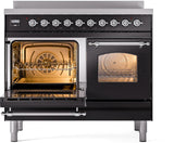 Nostalgie II 40 Inch Electric Freestanding Range in Glossy Black with Chrome Trim