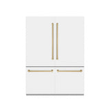 ZLINE Autograph Edition 60 in. 32.2 cu. ft. French Door Built-In Bottom Freezer Refrigerator with Water Dispenser and Ice Maker in White Matte with Graphite Gray Interior and Champagne Bronze Accents (GRBIVZ-WM-60-CB)