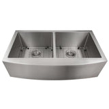 ZLINE 36 in. Niseko Farmhouse Apron Mount Double Bowl Stainless Steel Kitchen Sink with Bottom Grid (SA50D-36)