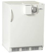 Commercially approved under-counter all refrigerator for free-standing use with keypad lock and white exterior