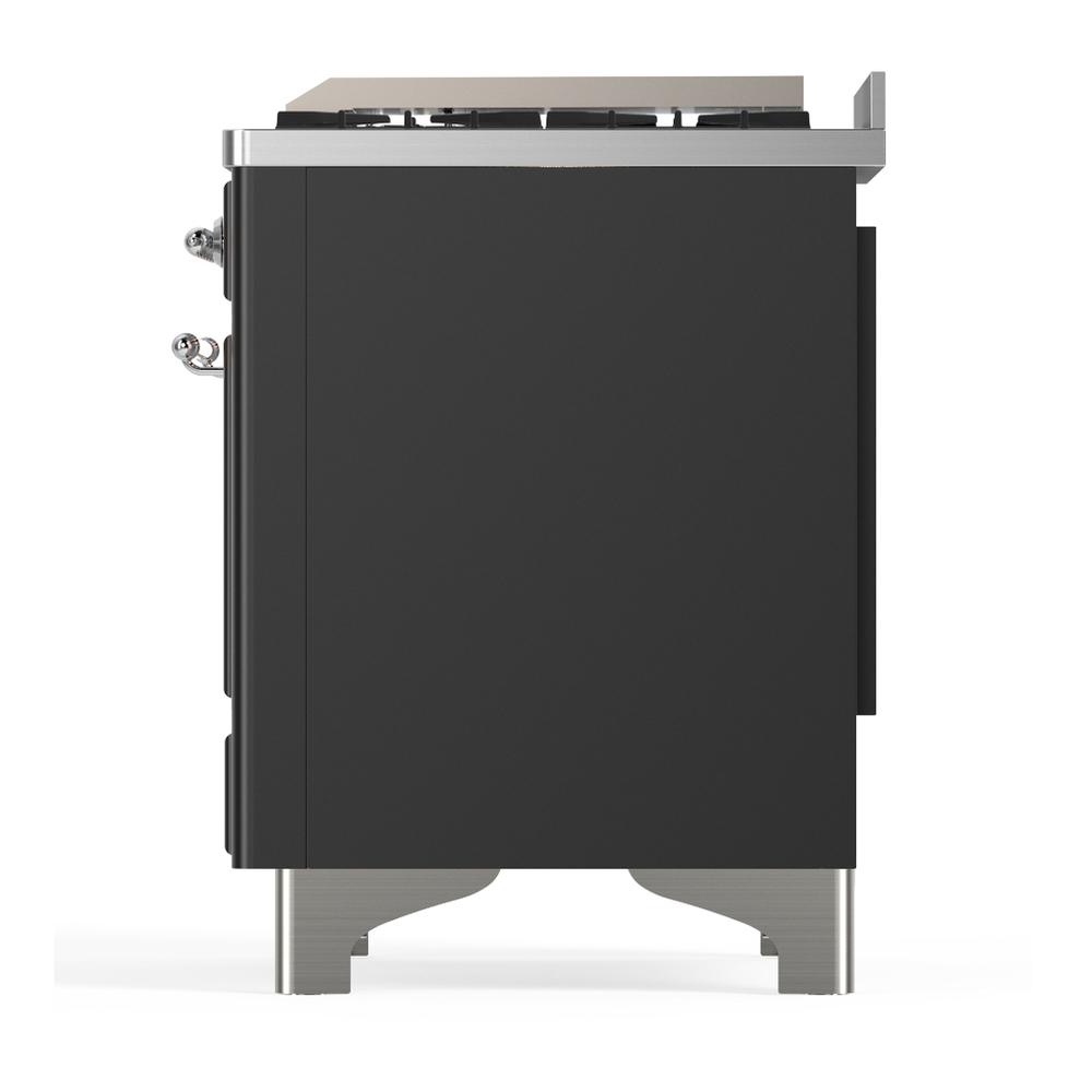 ILVE UM60FSQNR3MGCLP Majestic III 60 inch Dual Fuel Range with 7 Burners, Griddle and French Top, Dual Function Burner with up to 25,000 BTU (Liquid Propane, Solid Door, Graphite Matte, Chrome)