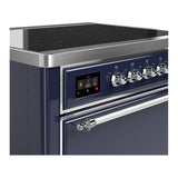 ILVE UMIB36QNR3MBC Majestic III 36 inch Induction Range with 6 Elements, 3.5 cu. ft. Total Oven Capacity (Solid Door, Midnight Blue, Chrome)