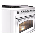 ILVE UN36FNMPWHC Nostalgie II Noblesse 36 inch Dual Fuel Range (Natural Gas, Triple Glass Door, White, Chrome)