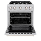 ZLINE 30 in. 4.2 cu. ft. Select Dual Fuel Range with 4 Burner Gas Cooktop and Electric Convection Oven in DuraSnow' Stainless Steel (HDRS-30)
