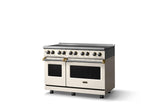 48"W. Induction Range (Finish: Pure White, Trim: Brushed Brass)