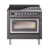 ILVE UNI366NMPMGC Nostalgie II Noblesse 36 inch Induction Range (Triple Glass Door, Graphite Matte, Chrome)