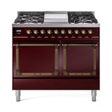 ILVE UND40FQNMPBUBLP Nostalgie II Noblesse 40 inch Dual Fuel Range (Liquid Propane, Solid Door, Burgundy, Burnished)