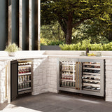 ZLINE Autograph Edition 24 in. Touchstone Dual Zone 44 Bottle Wine Cooler With DuraSnow' Stainless Steel Glass Door And Polished Gold Handle (RWDOZ-SN-24-G)
