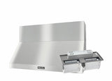 DAR 1250 Set 2 Wall-Mounted Range Hood with Extraction Mode with integrated XXL motor including 12" chimney cover.