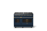 48"W. Dual Fuel Range (Burner: 8b, Finish: Slate Blue, Trim: Polished Chrome, Fuel: Propane)