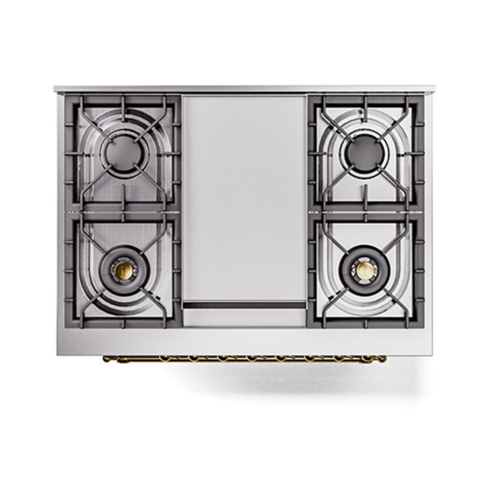 ILVE UN36FQNMPMBG Nostalgie II Noblesse 36 inch Dual Fuel Range (Natural Gas, Solid Door, Midnight Blue, Brass)