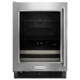 24" Beverage Center with Glass Door and Wood-Front Racks