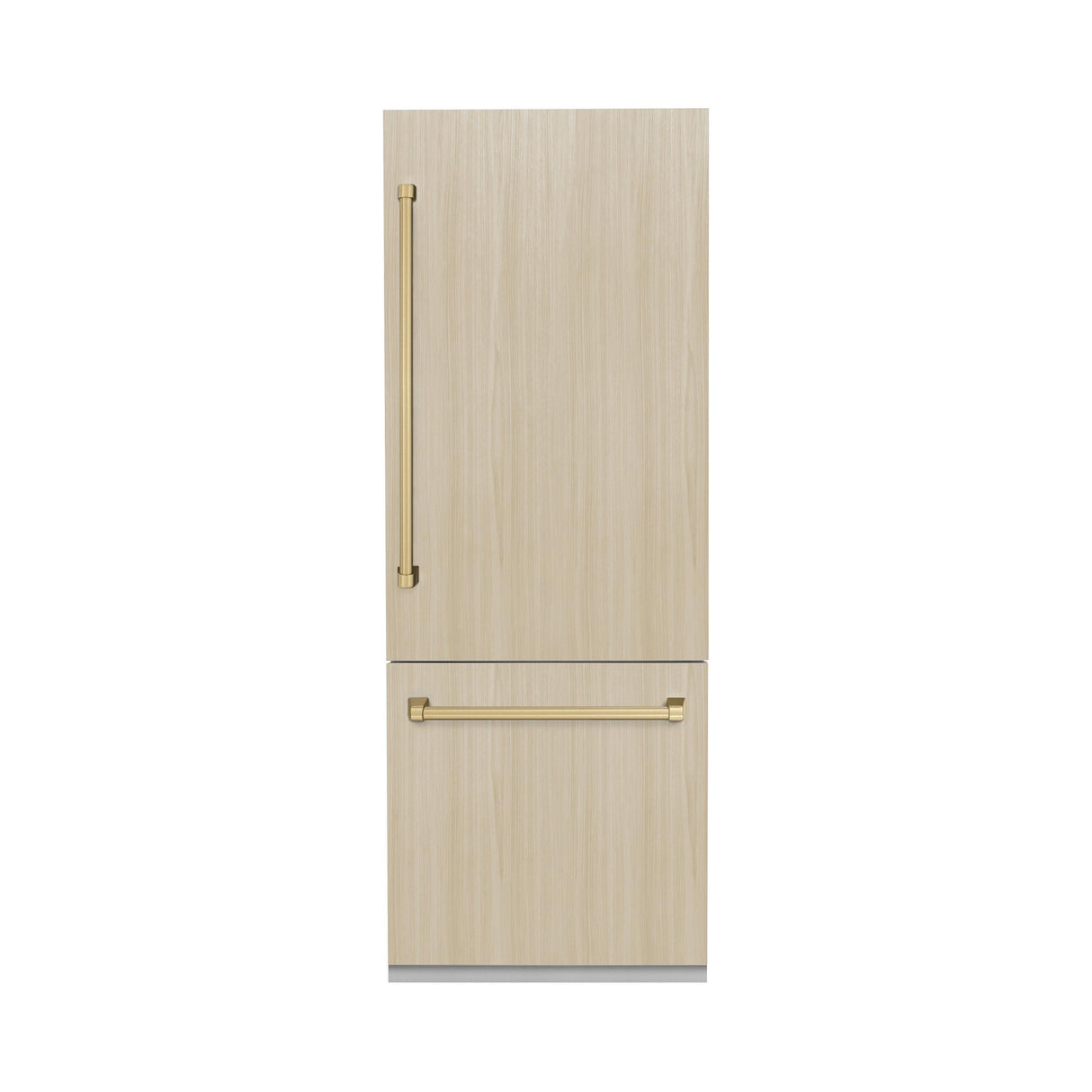 ZLINE Autograph Edition 30 in. 16.1 cu. ft. Panel Ready Built-in 2-Door Bottom Freezer Refrigerator with Internal Water and Ice Dispenser with Polished Gold Handles (RBIVZ-30-G)