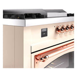 ILVE UN60FSNMPAWPLP Nostalgie II Noblesse 60 inch Dual Fuel Range (7 Sealed Burners + Griddle + French Top, Liquid Propane, Triple Glass Door, Antique White, Copper)
