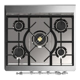 ILVE UM30QNR3EGC Majestic III 30 inch Dual Fuel Range with 5 Black Brass Burners, Dual Function Burner up to 25,000 BTU (Natural Gas, Solid Door, Emerald Green, Chrome)