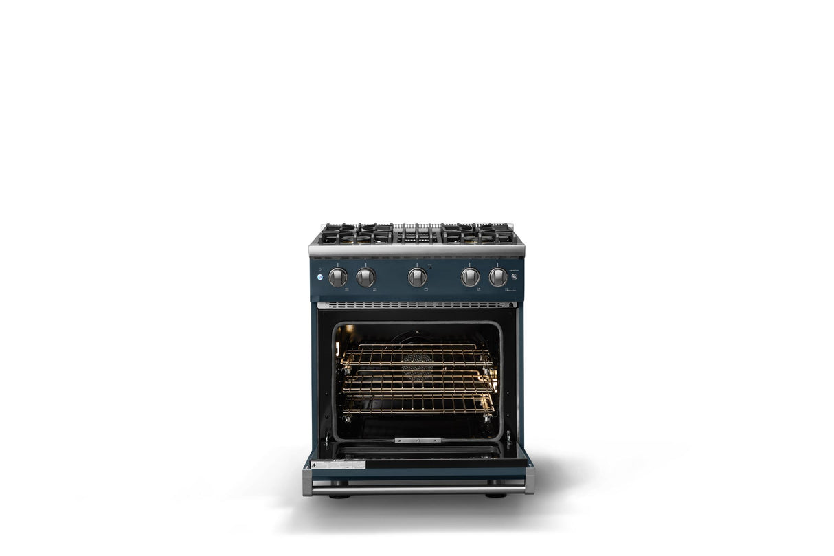 30"W. Sealed Burner Gas Range (Finish: Squall, Trim: Polished Chrome, Fuel: Natural Gas)