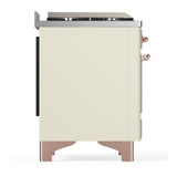 ILVE UM36FQNR3AWPLP Majestic III 36 inch Dual Fuel Range with 6 Black Brass Burners and Griddle, Dual Function Burner up to 25,000 BTU (Solid Door, Antique White, Copper, Liquid Propane)