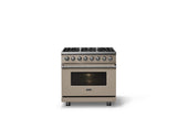 36"W. Dual Fuel Range (Burner: 6b, Finish: Nantucket, Trim: Polished Chrome, Fuel: Natural Gas)