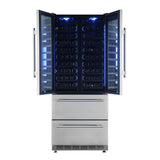 Forno Campania 32-Inch Wine Cooler, Stainless Steel, Dual Wine Zones, Two Beverage Drawers, 17.7 cu.ft