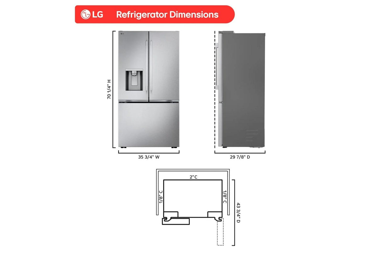 24 cu. ft. Counter-Depth MAX™ with Zero Clearance™ 3-Door French Door Refrigerator